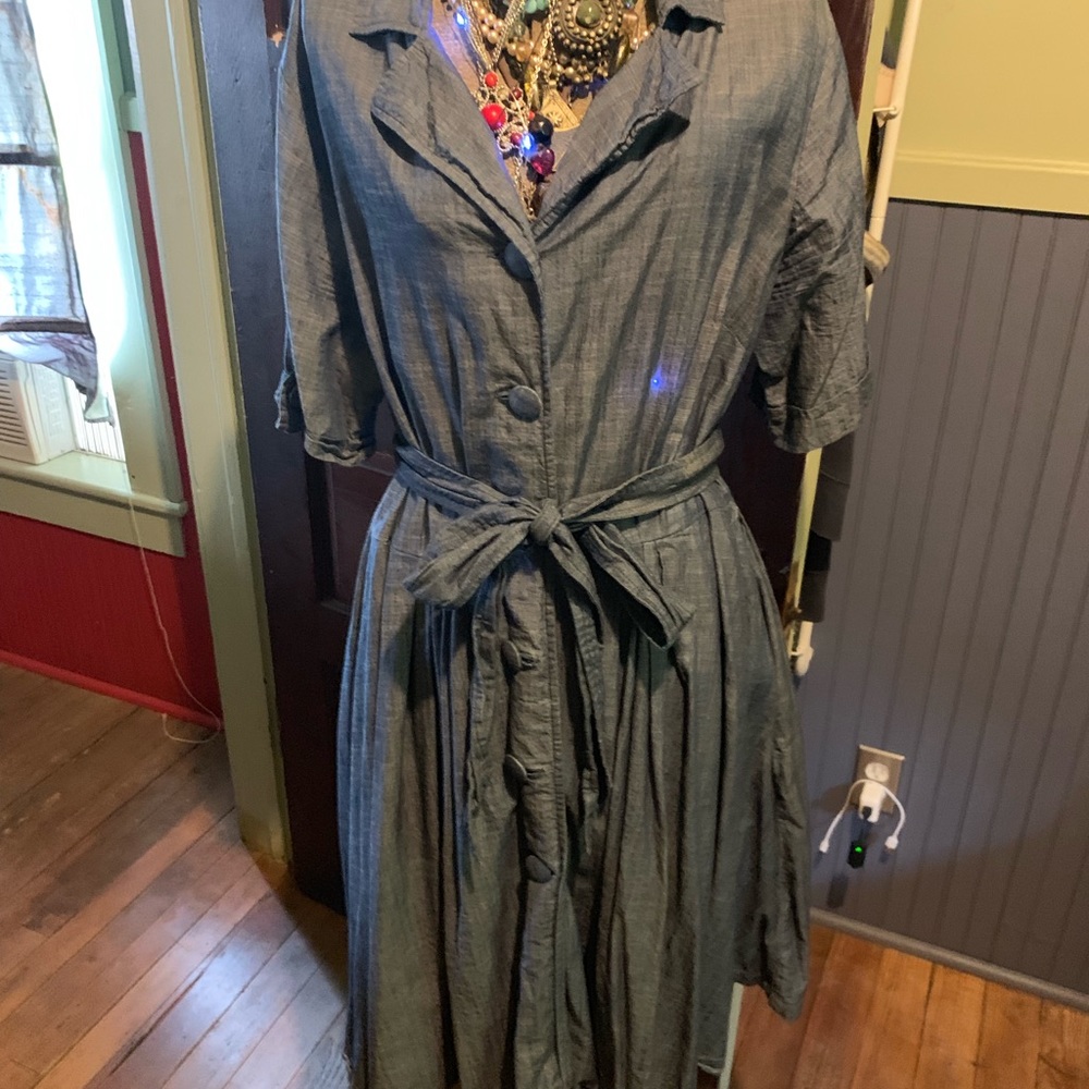 Gently used eShakti chambray fit-&-flare dress!